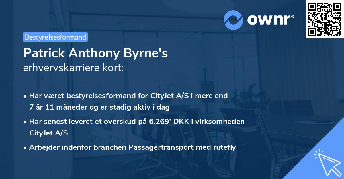 Patrick Anthony Byrne's erhvervskarriere kort