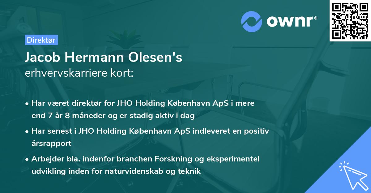 Jacob Hermann Olesen's erhvervskarriere kort