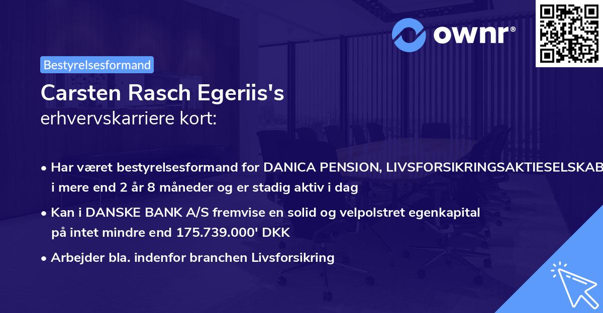 Carsten Rasch Egeriis's erhvervskarriere kort