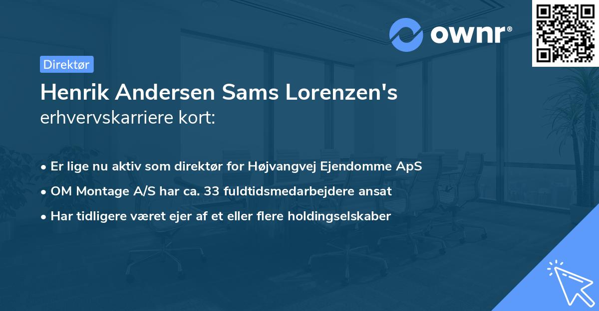 Henrik Andersen Sams Lorenzen's erhvervskarriere kort