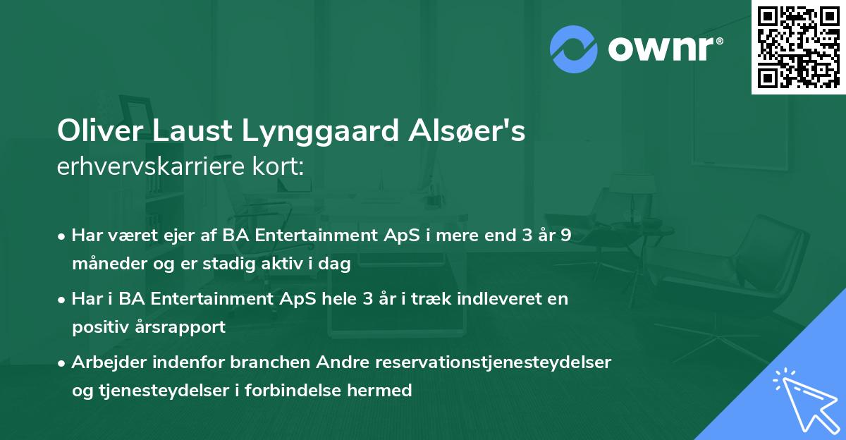Oliver Laust Lynggaard Alsøer's erhvervskarriere kort