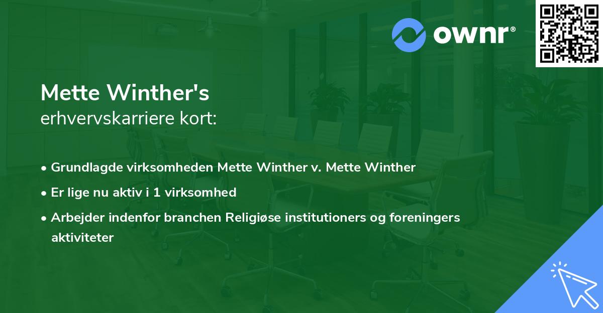 Mette Winther's erhvervskarriere kort