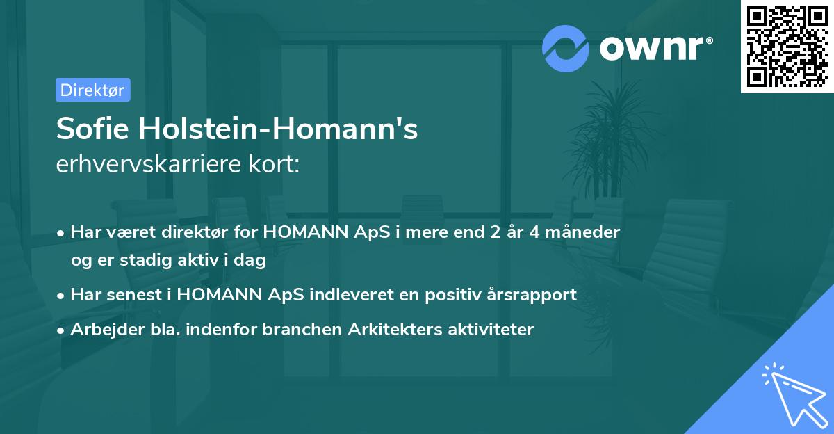 Sofie Holstein-Homann's erhvervskarriere kort