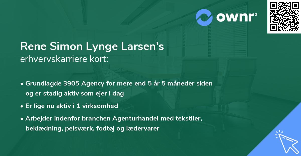 Rene Simon Lynge Larsen's erhvervskarriere kort