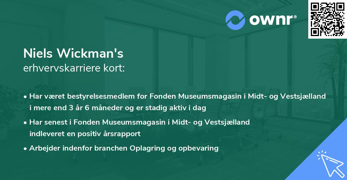 Niels Wickman's erhvervskarriere kort