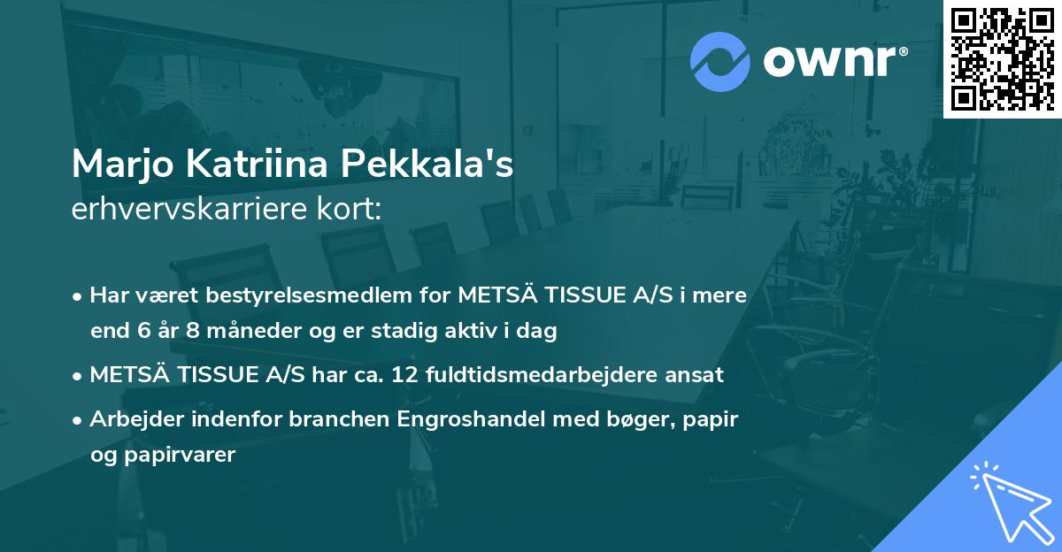 Marjo Katriina Pekkala's erhvervskarriere kort