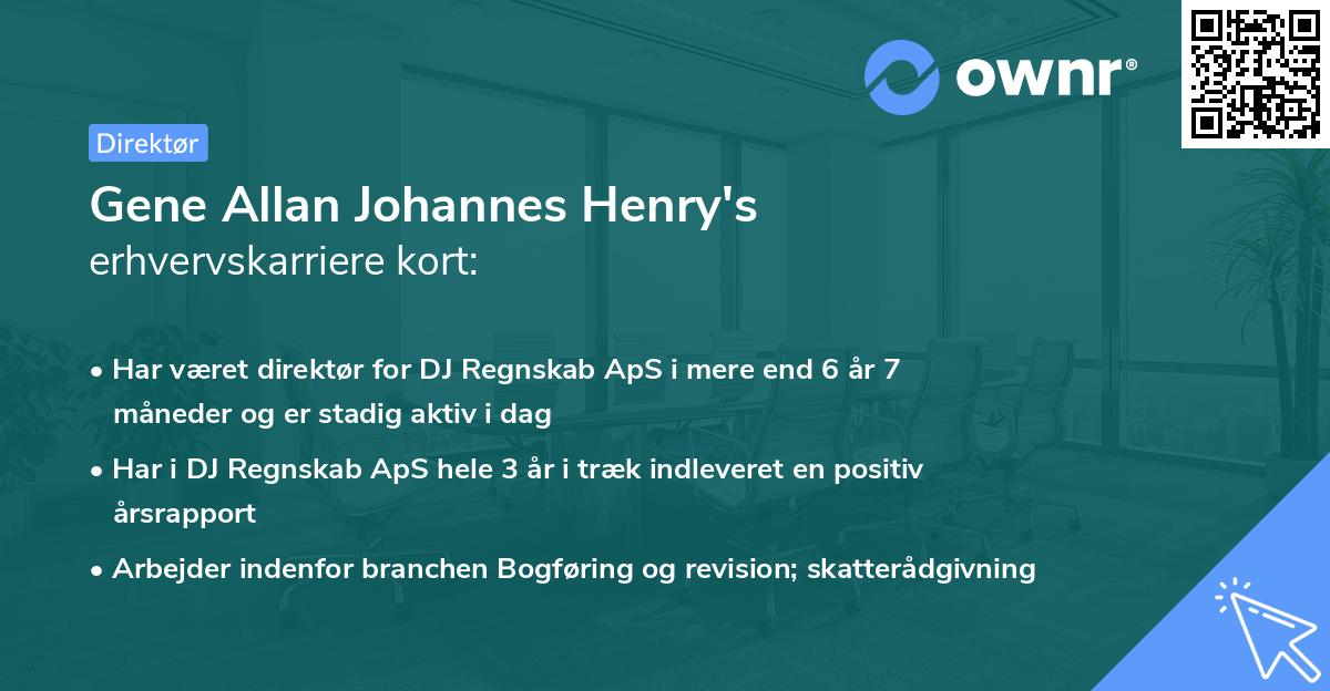 Gene Allan Johannes Henry's erhvervskarriere kort