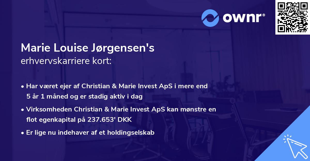 Marie Louise Jørgensen's erhvervskarriere kort