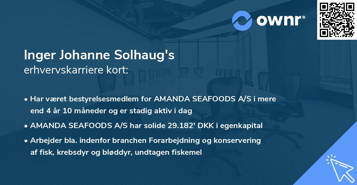 Inger Johanne Solhaug's erhvervskarriere kort