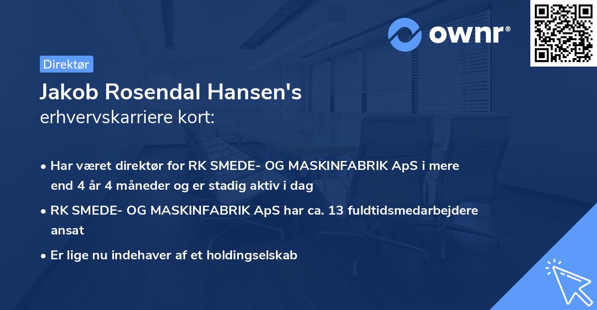 Jakob Rosendal Hansen's erhvervskarriere kort