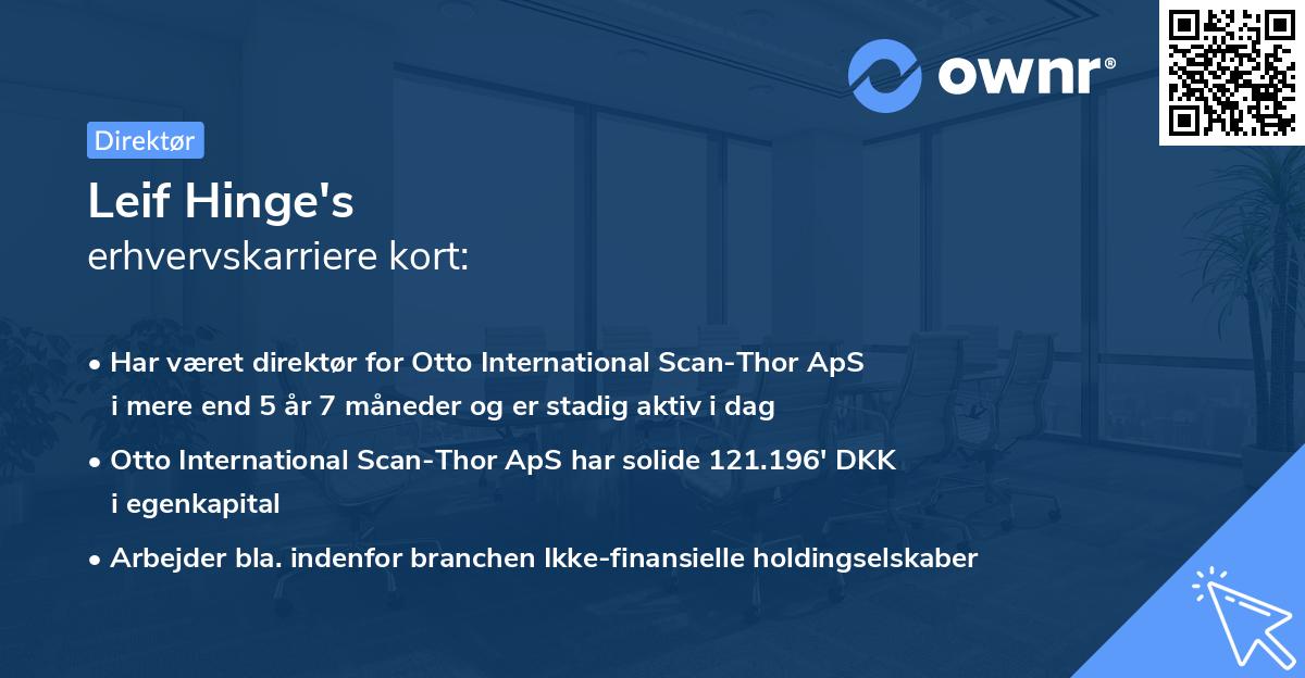 Leif Hinge's erhvervskarriere kort