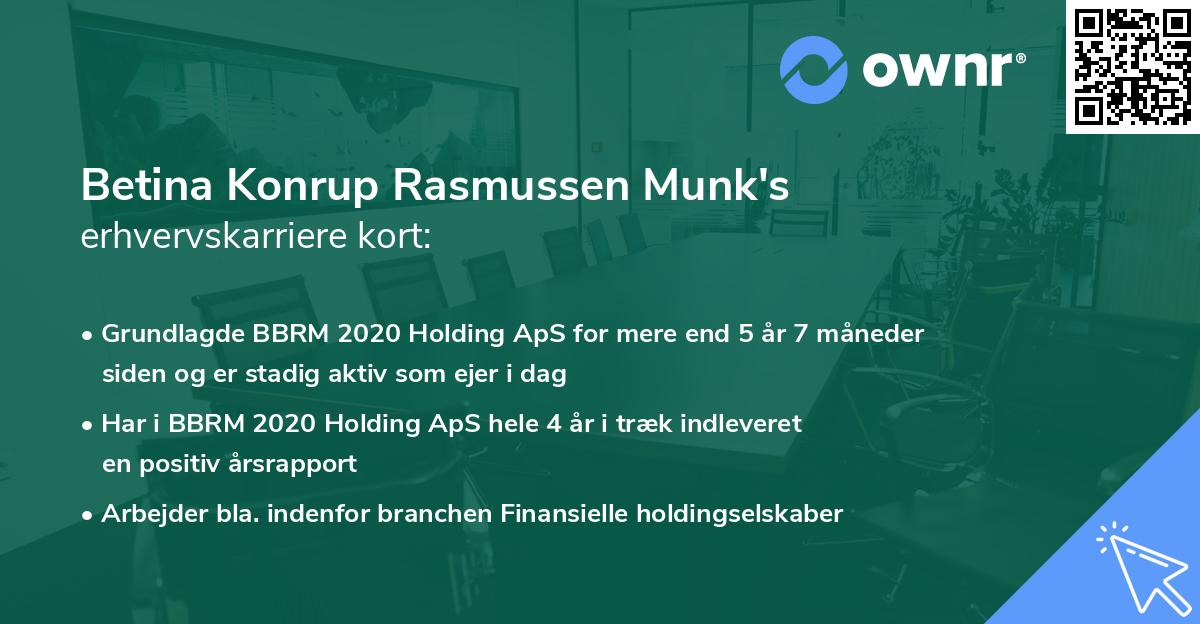 Betina Konrup Rasmussen Munk's erhvervskarriere kort