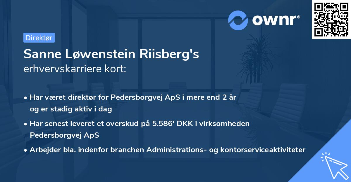 Sanne Løwenstein Riisberg's erhvervskarriere kort