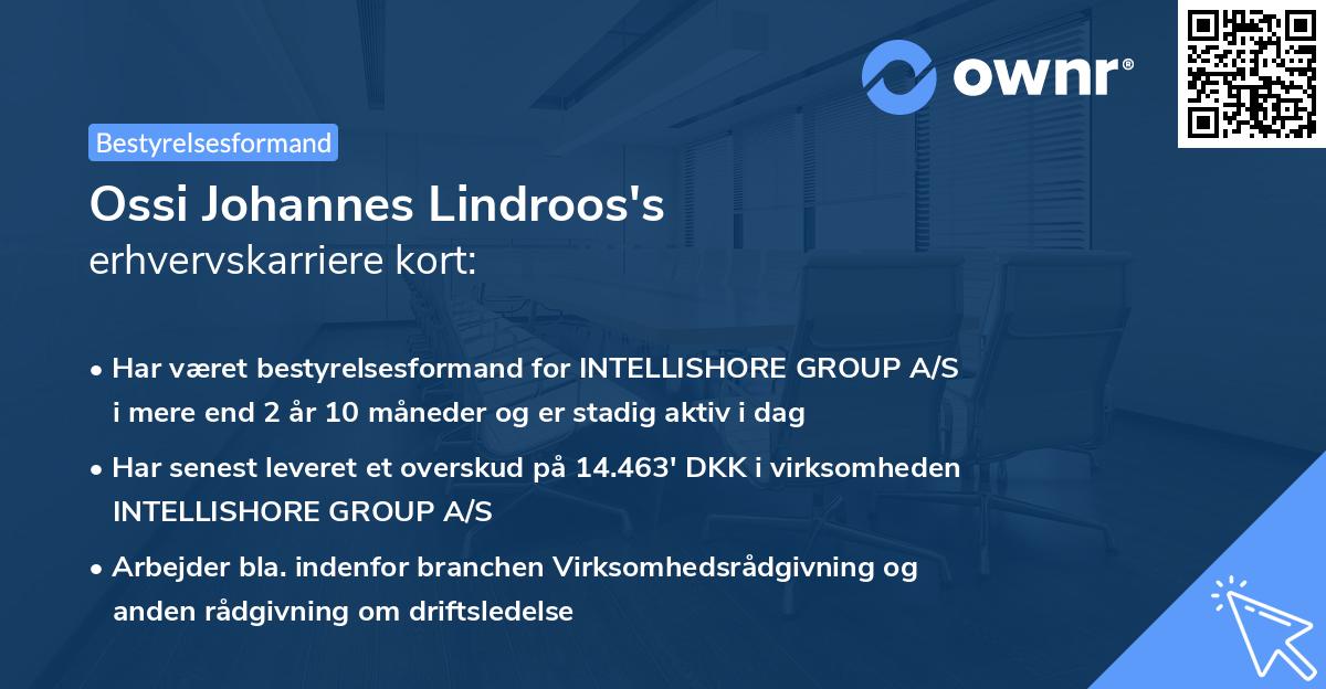 Ossi Johannes Lindroos's erhvervskarriere kort