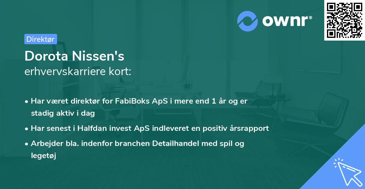 Dorota Nissen's erhvervskarriere kort