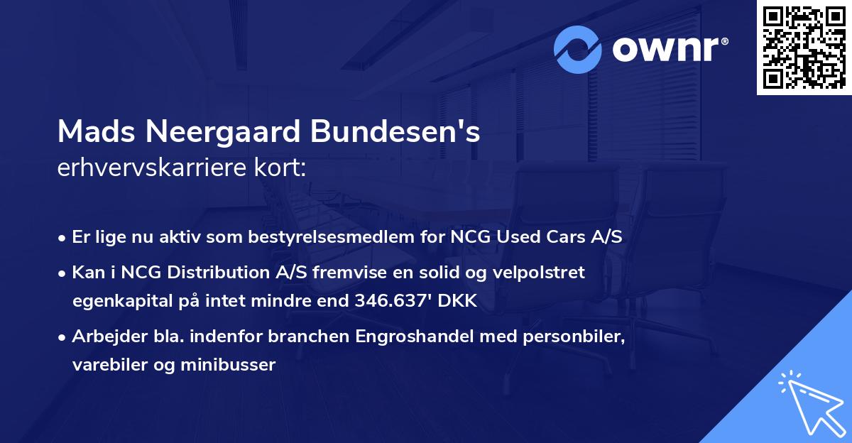 Mads Neergaard Bundesen's erhvervskarriere kort