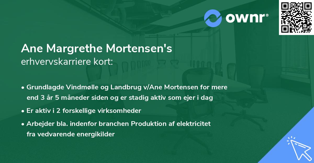 Ane Margrethe Mortensen's erhvervskarriere kort