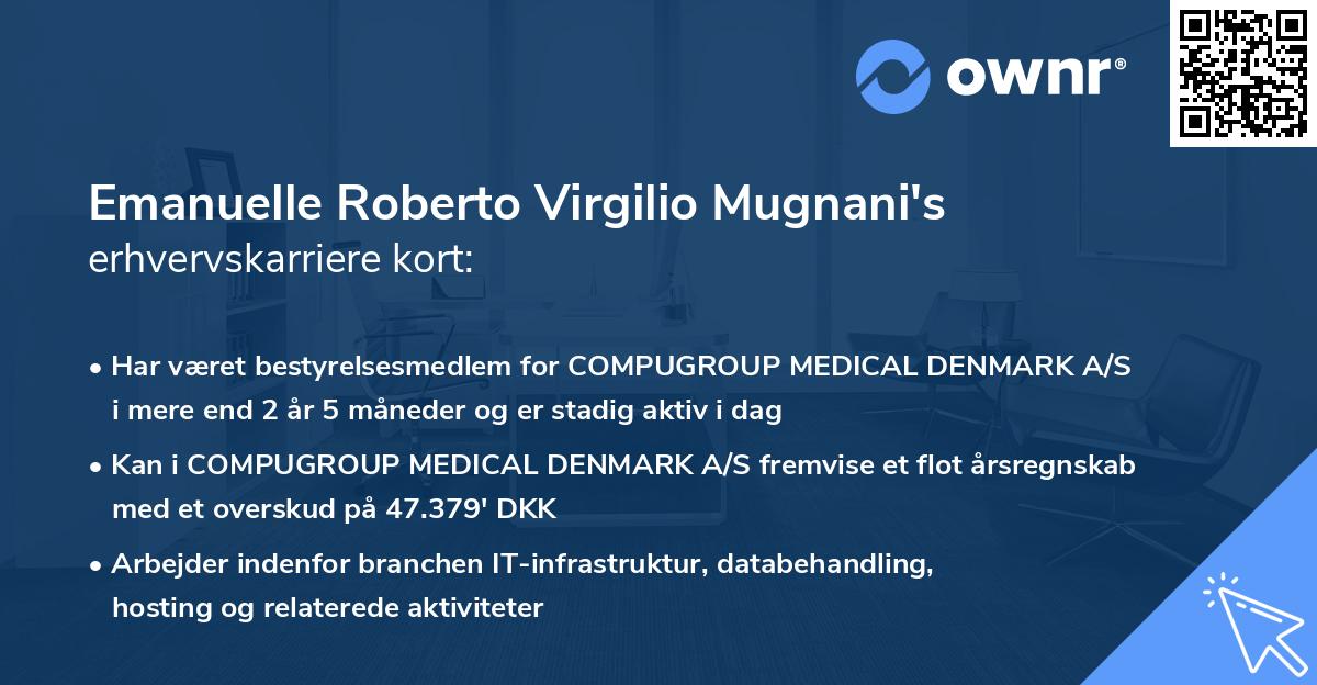 Emanuelle Roberto Virgilio Mugnani's erhvervskarriere kort