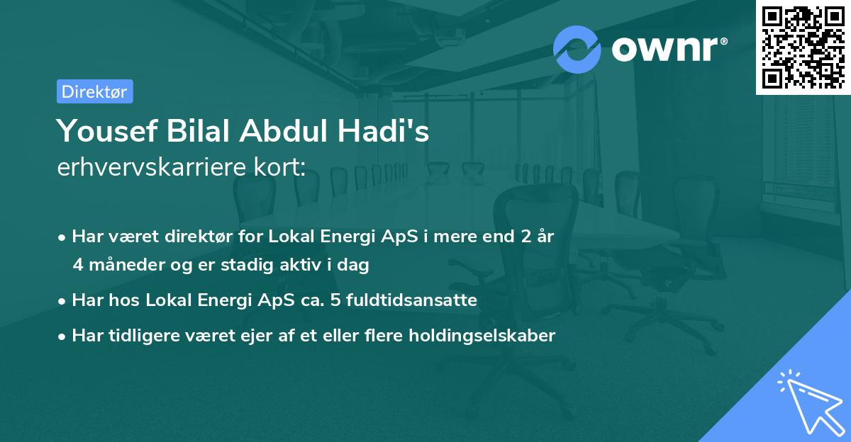 Yousef Bilal Abdul Hadi's erhvervskarriere kort