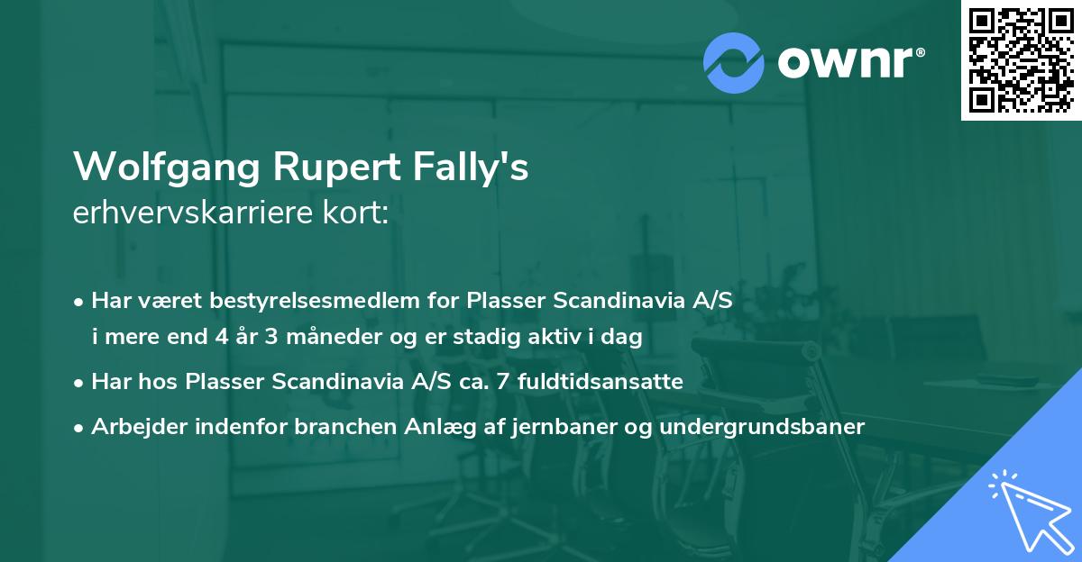 Wolfgang Rupert Fally's erhvervskarriere kort