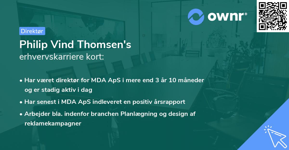 Philip Vind Thomsen's erhvervskarriere kort