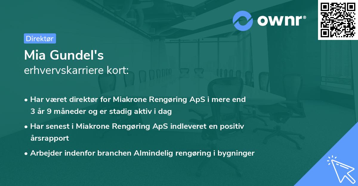 Mia Gundel's erhvervskarriere kort