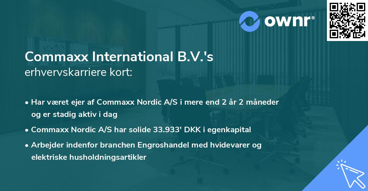 Commaxx International B.V.'s erhvervskarriere kort