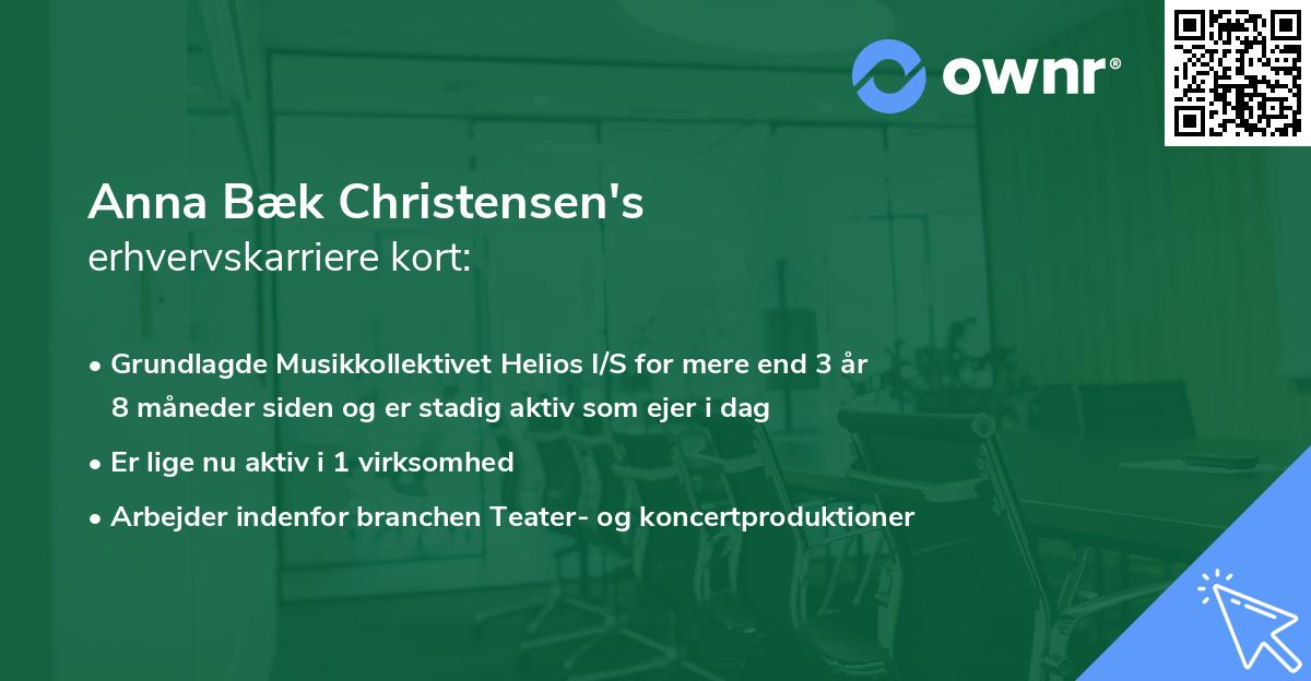 Anna Bæk Christensen's erhvervskarriere kort