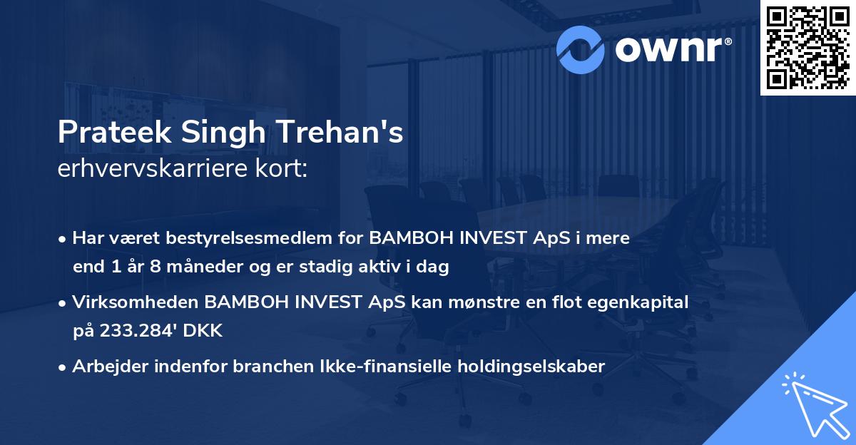 Prateek Singh Trehan's erhvervskarriere kort