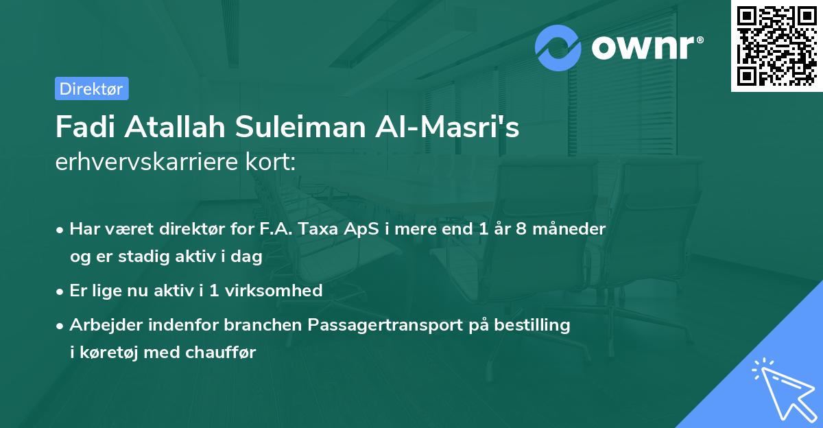 Fadi Atallah Suleiman Al-Masri's erhvervskarriere kort