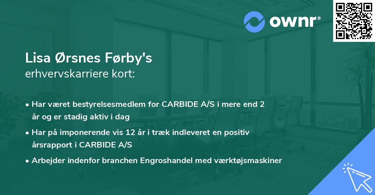 Lisa Ørsnes Førby's erhvervskarriere kort