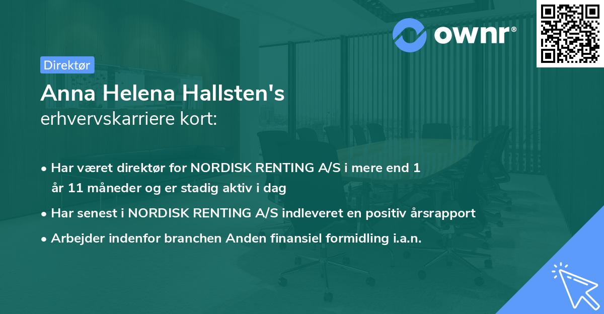 Anna Helena Hallsten's erhvervskarriere kort