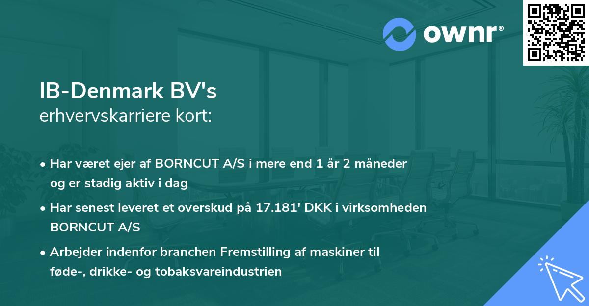 IB-Denmark BV's erhvervskarriere kort