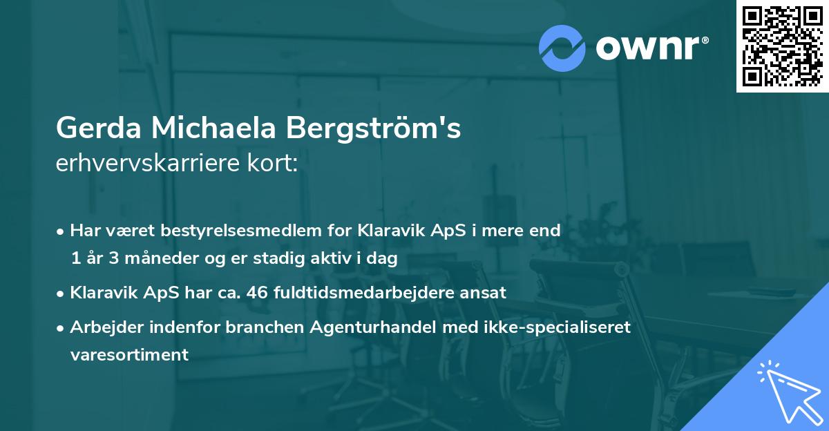 Gerda Michaela Bergström's erhvervskarriere kort