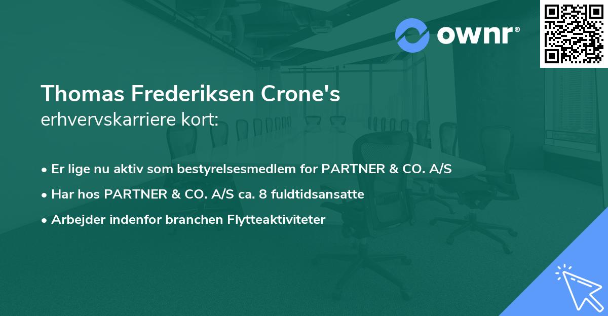 Thomas Frederiksen Crone's erhvervskarriere kort