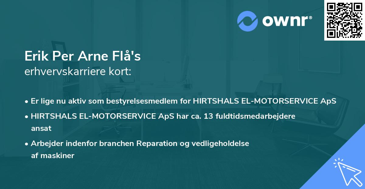 Erik Per Arne Flå's erhvervskarriere kort