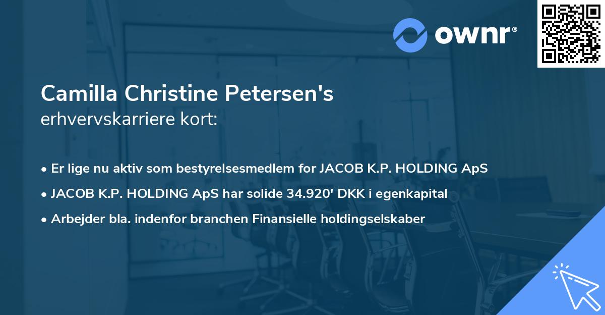 Camilla Christine Petersen's erhvervskarriere kort