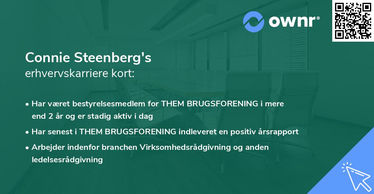 Connie Steenberg's erhvervskarriere kort