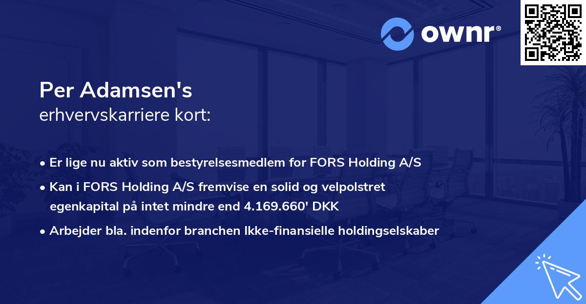 Per Adamsen's erhvervskarriere kort