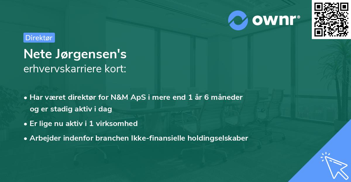 Nete Jørgensen's erhvervskarriere kort