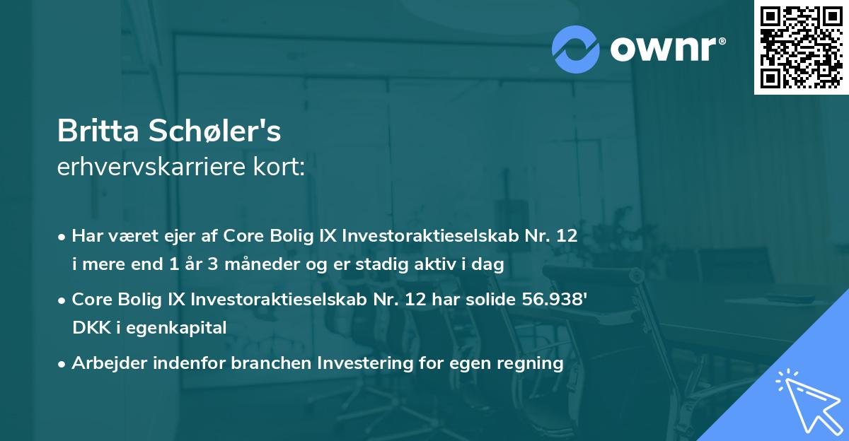 Britta Schøler's erhvervskarriere kort