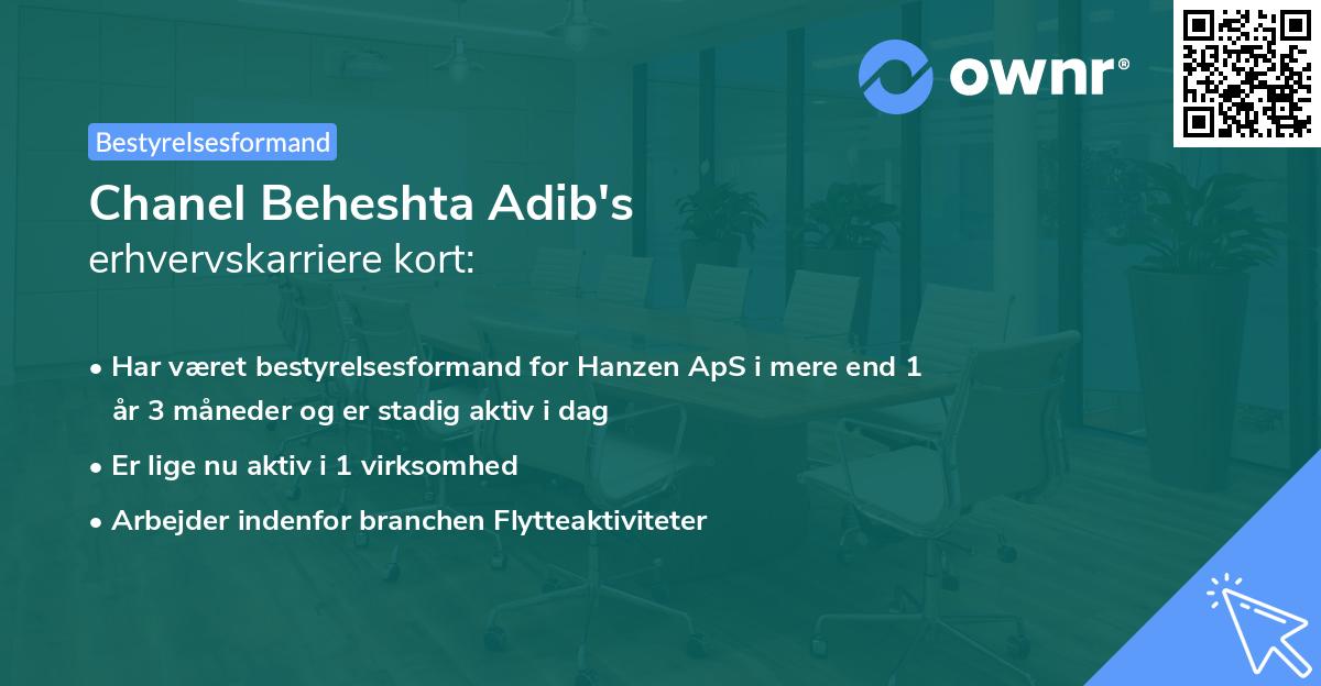 Chanel Beheshta Adib's erhvervskarriere kort