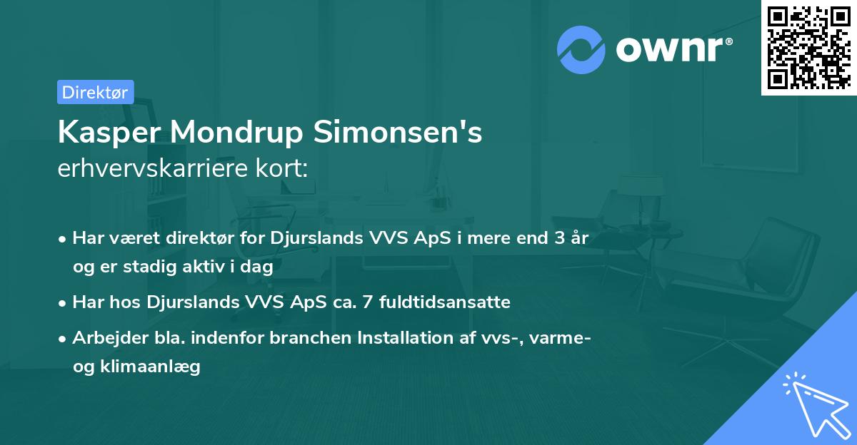 Kasper Mondrup Simonsen's erhvervskarriere kort