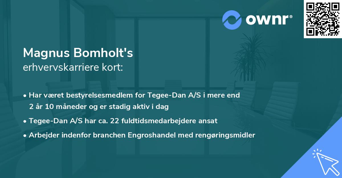 Magnus Bomholt's erhvervskarriere kort