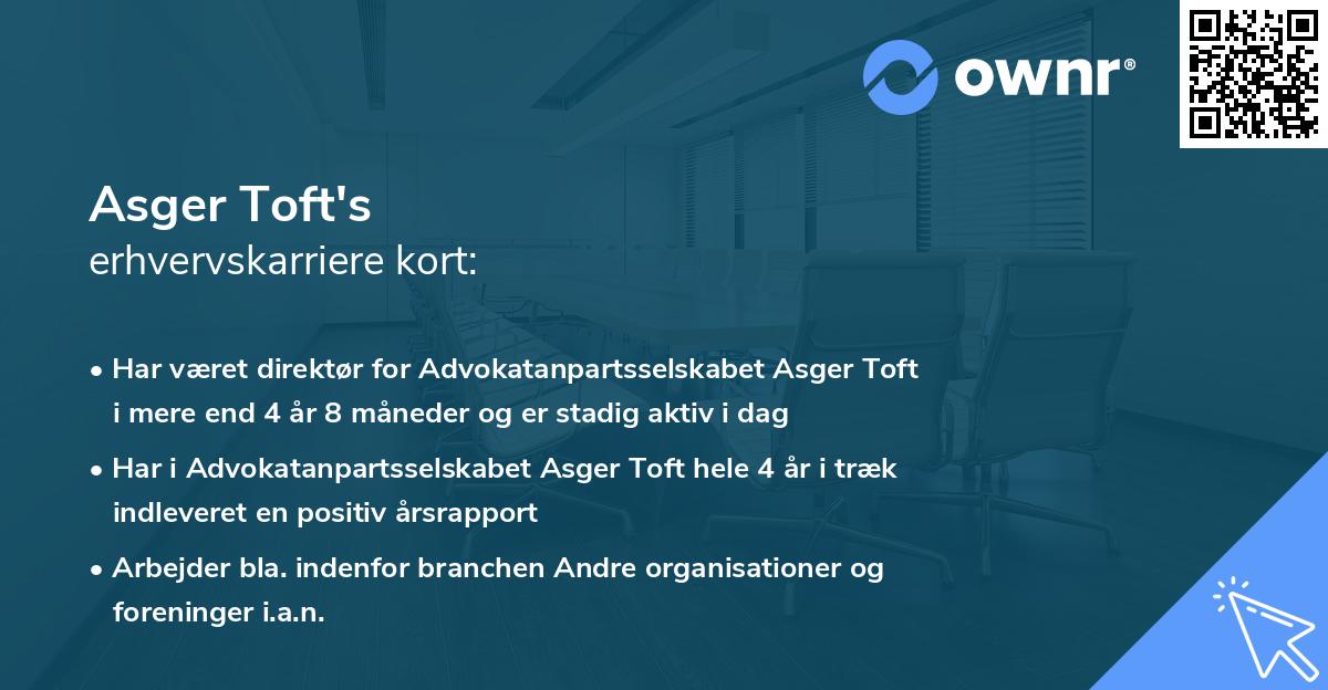 Asger Toft's erhvervskarriere kort