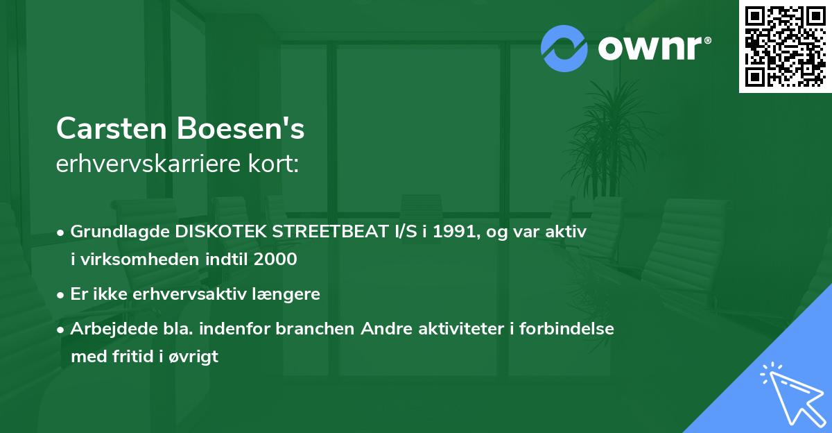 Carsten Boesen's erhvervskarriere kort