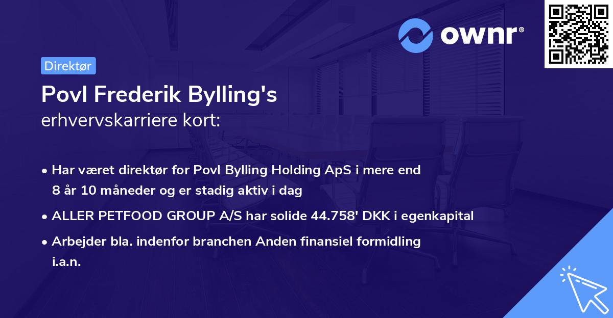Povl Frederik Bylling's erhvervskarriere kort