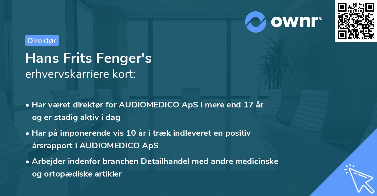 Hans Frits Fenger's erhvervskarriere kort