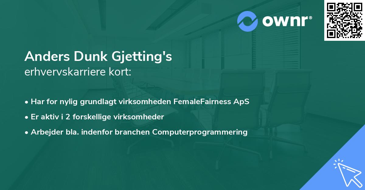 Anders Dunk Gjetting's erhvervskarriere kort