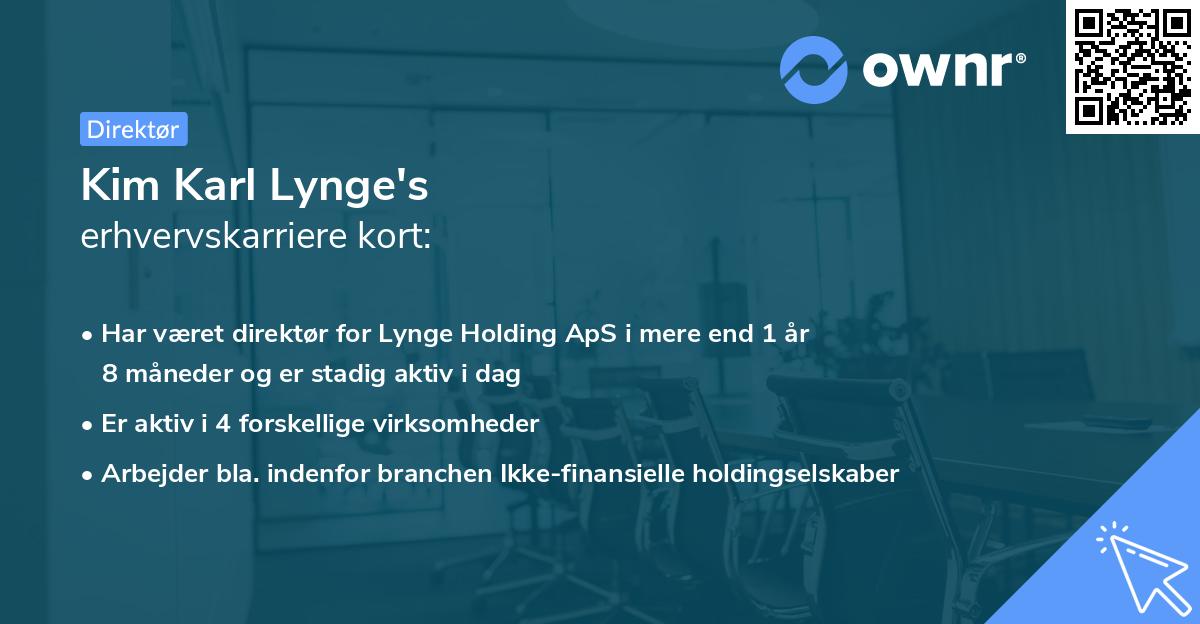 Kim Karl Lynge's erhvervskarriere kort